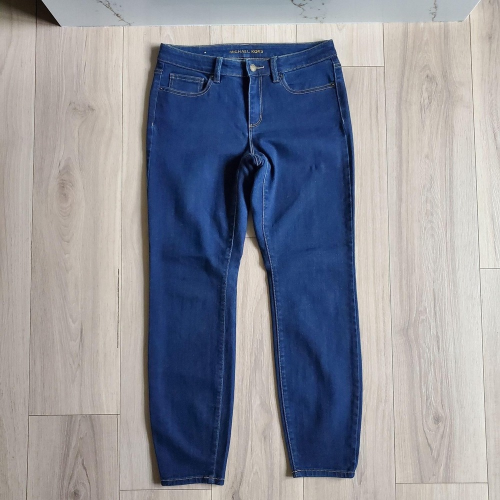 Michael Kors Jeans Womens 6 Blue Izzy Skinny Dark Wash Stretch Denim Logo